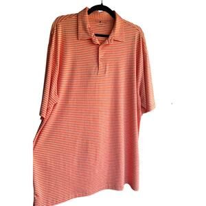 NEW HORN LEGEND men performance luxury polo - plus in orange stripe